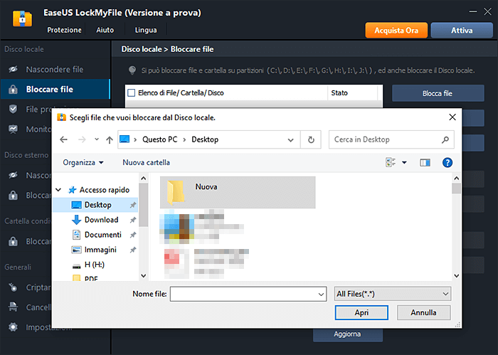 bloccare file con EaseUS LockMyFile