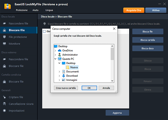 bloccare cartella con EaseUS LockMyFile