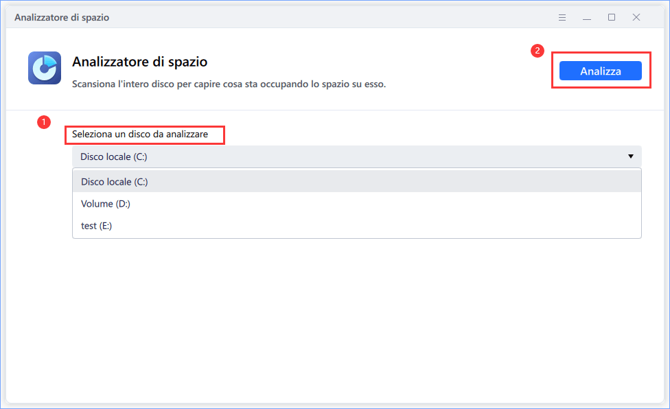 fare clic su analizza