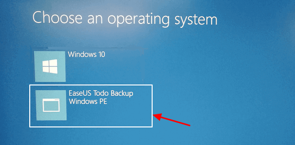 Seleziona per avviare da EaseUS Todo Backup