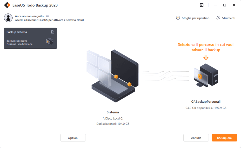 creare backup del sistema passo3
